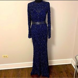 Mac Duggal Midnight Blue All Over Sequin Gown/Dress